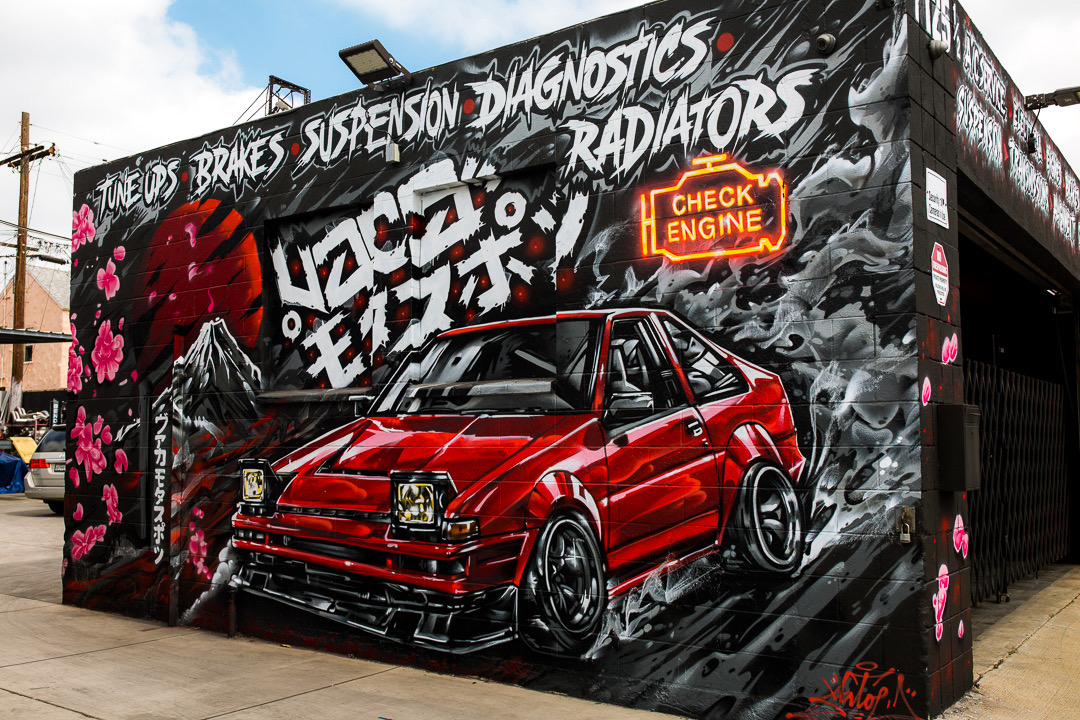 Side wall mural — AE86 with Vaca Motorsports service list